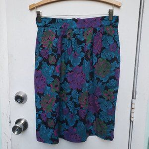 Vibrant Vintage Floral Skirt With Pockets